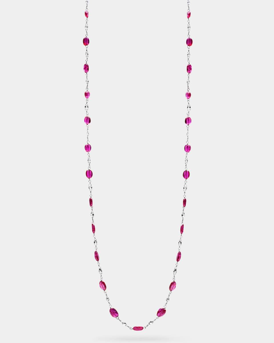 Platinum Necklace With Diamonds and Ruby